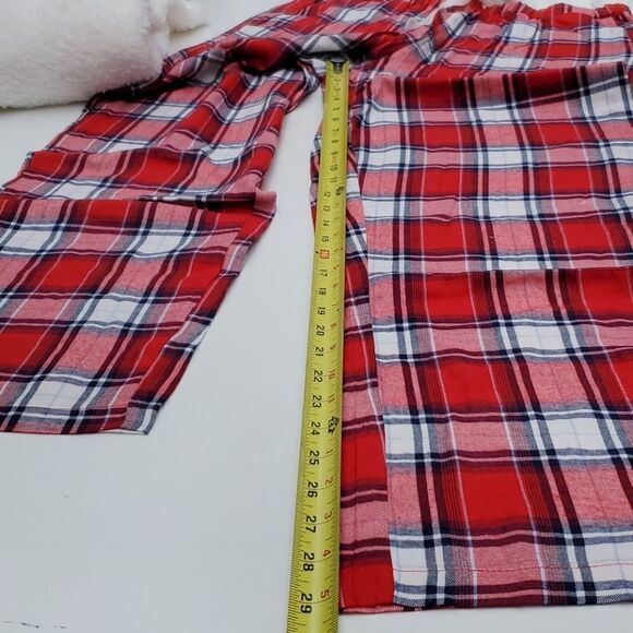 NEW L SMILE ED ELLEN DEGENERES buffalo plaid red sherpa HOLIDAY PAJAMAS NWT - Picture 4 of 16
